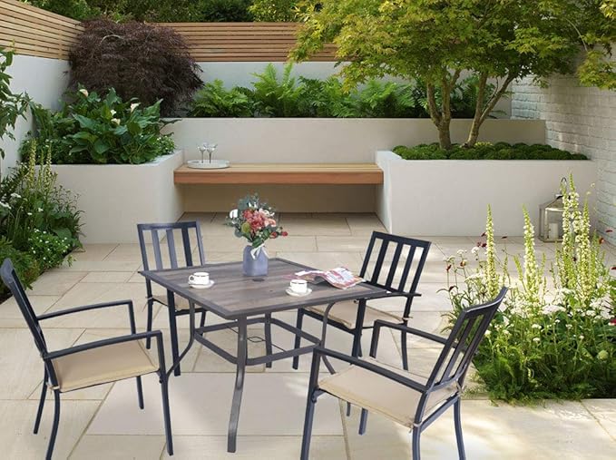Kozyard Coolmen Outdoor Patio Dining Furniture Chair and Table Sets (2-Pack Wrought Iron Chairs) (Black)