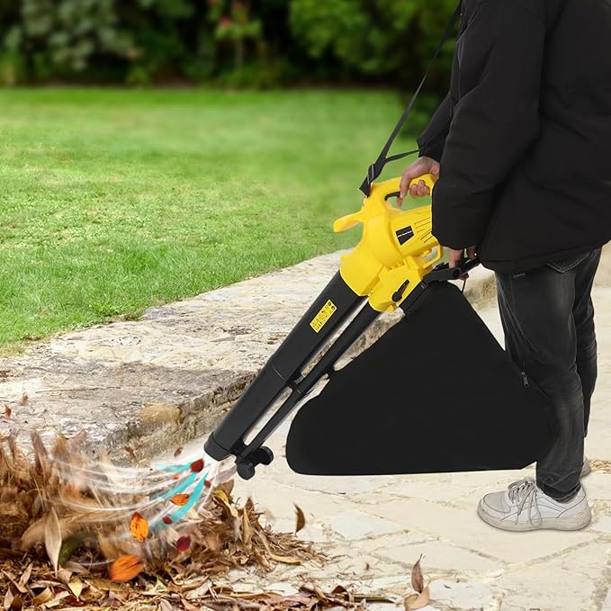 2-in-1 Leaf Vacuum, 3000W Electric Leaf Mulcher & Leaf Vacuum with Leaf Bag 40L,16:1 Shredding, Cordless Leaf Blowers for Lawn Care, Dense Shrubbery