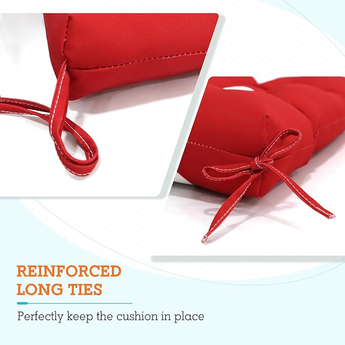 EAGLE PEAK Tufted Outdoor/Indoor High Back Patio Chair Cushions, Set of 2, 46'' x 22'', Red Mushroom