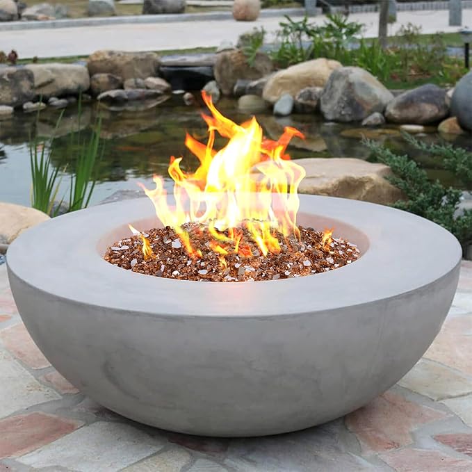 Mesida Fire Glass for Propane Fire Pit, 1/2 Inch Reflective Firepit Glass Rocks for Fireplace, Outdoor Fire Table & Landscaping, 10 lbs Tempered High Luster Glass,Copper
