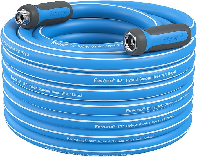 Fevone Garden Hose 55 ft., Lightweight Hybrid Water Hose, Flexible and Durable, Leak-Free Connections