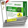 AMAGABELI GARDEN & HOME 6 Inch 50 Pack Galvanized Landscape Staples 11 Gauge Anti-Rust Heavy Duty Garden Staples Plant Cover Stakes U-Shaped Sod Pins Ground Fence Stakes for Weed Barrier Fabric