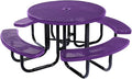 COATEDOUTDOORFURNITURE Heavy-Duty Portable Outdoor Picnic Table with Umbrella Hole, Punched Steel Commercial-Grade Patio Dining Furniture Made in America (46" Round Top, Purple)
