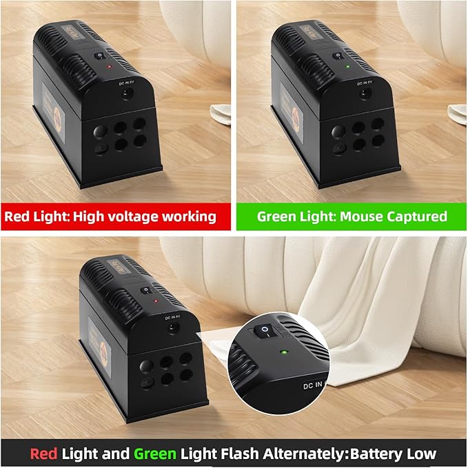 2 Pack Upgraded Electric Mouse Traps Indoor for Home High Voltage Instantly Kills Mice & Rats, No Touch Reusable Indoor Rodent Killer Electric Trap for Home, Kitchen, and Commercial Use