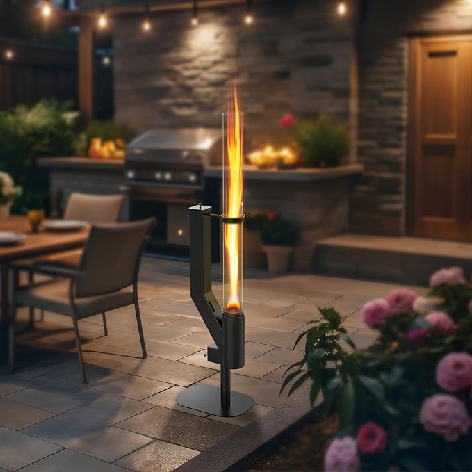 Rayzi 58 Inch Pellet Stove, Patio Heater Wood Pellet Heater, Pellet Fire Pit for Outdoor - Smokeless Wood Pellet Burning Flame, Outside Backyard Bonfire, Fireplace for Camping Patio Garden Picnic