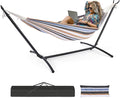NEWBULIG Double Hammock with Stand, Heavy Duty Portable Hammocks for Outdoor Indoor Patio Camping, Space Saving Design & Carry Bag, Easy Assembly, 450lb Weight Capacity, Coffee