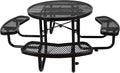 Rueekfil 46" Thermoplastic Picnic Table with Umbrella Hole up to 1.5", Heavy Duty Commercial Picnic Table for Outdoor, Family & Party Ready for School Camping, Round, Black