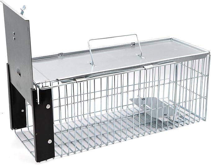 Squirrel/Chipmunk Trap – Heavy Duty Humane Live Cage for Rats, Mice, Weasels, and Other Small Rodents – Outdoor Reusable Steel Animal Trap for Pati