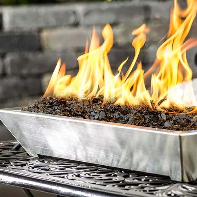Onlyfire 10 lbs Fire Glass for Propane Fire Pit, 1/4-Inch High Luster Fireplace Glass Rocks for Fire Pit Table, Bronze
