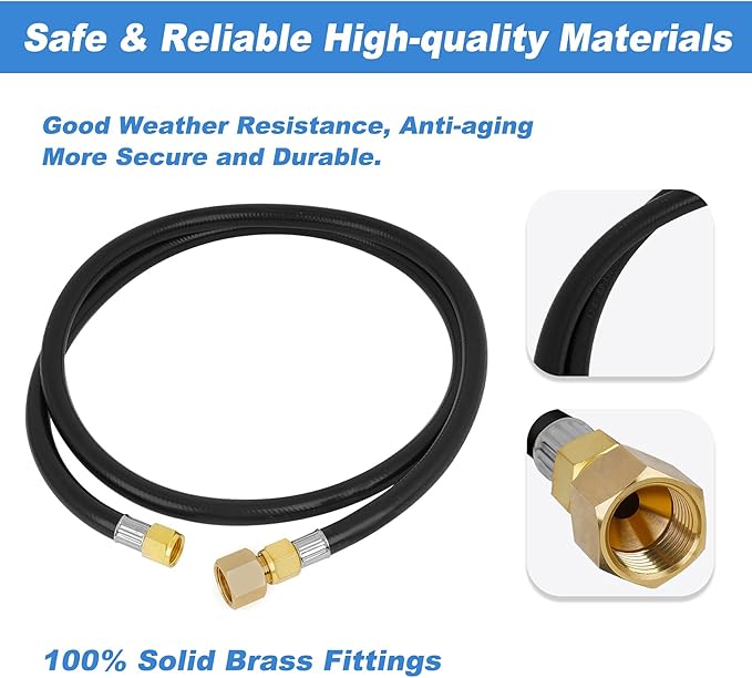 Skyflame Natural Gas Connection Hose, Complete NG Fire Pit Installation Kit from Burner to Natural Gas, Includes 1/2" Control Valve Key Set, 2 PCS 60" Connect Hoses