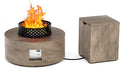 Wood Grain 30'' Patio Fire Pit Table Round, Propane Gas Fire Table 50,000 BTU, Outdoor Firepit & Fireplace for Patio, Brown