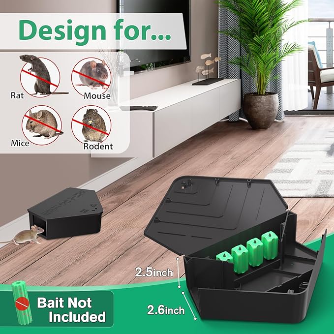 Anblak 2 Pack Rat Station Box with Keys, Rodent Station Keeps Rats Away, Keeps Children and Pets Safe, Key Unlocking, Reusable & Long-Lasting, Indoor & Outdoor