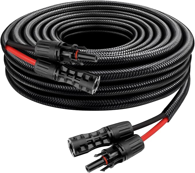 XRDS -RF Solar Cable 10FT, 8AWG Solar Extension Cable with Male & Female Solar Connectors, Flame-Retardant Protective Sleeving Solar Panel Cable, Weatherproof PV Wire for Solar Panel Connection