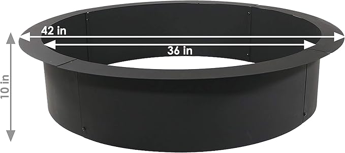 Sunnydaze Outdoor Fire Pit Ring - DIY Above or In-Ground Steel Fire Ring Insert - 42-Inch Outer/36-Inch Inner Diameter