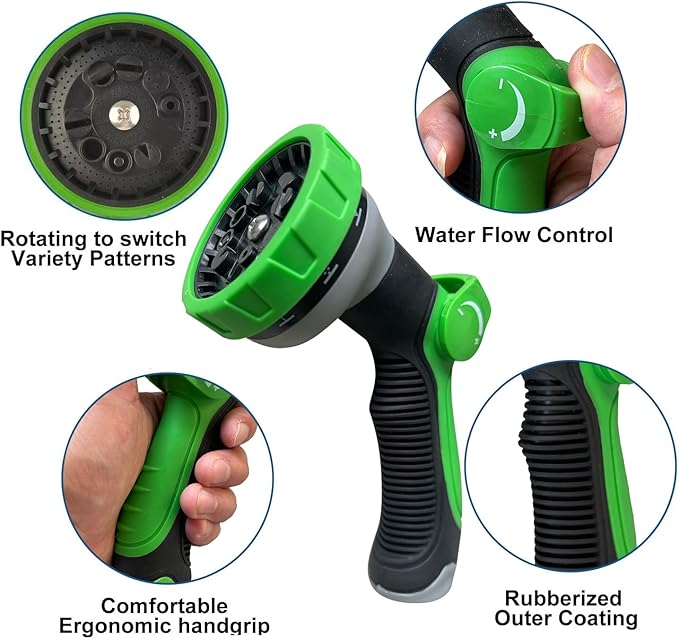 50Ft Metal Garden Hose durable stainless steel Water Hose, flexible, lightweight hose is resistant to kinks and tangles.With 10-way nozzle, strong 3/4” metal fittings, and a Stop Valve.