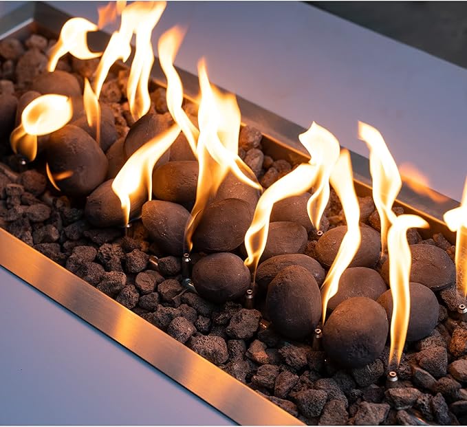 Stanbroil 24pcs Light Weight Ceramic Fiber Pebble Stones for Indoor Outdoor, Gas Inserts, Ventless, Vent Free, Electric, Outdoor Fireplaces and Fire Pits - Black