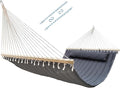 GOCAN Double Hammock with Quilted Fabric and Spreader Bars,Longer and Sturdier,Quality Hammocks for Outdoor Indoor Patio Yard
