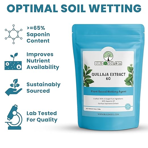 BuildASoil Quillaja Saponaria Extract Powder 60% (8 oz) – Natural Root Growth Booster for Plants