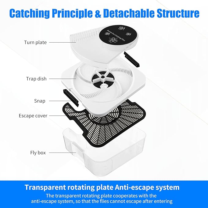 Electric Fly Trap Pest Device Gnat Flying Insect Trap Automatic Indoor Fly Catcher Pest Traps Reject Control Catcher Insect Repellents Tools for Patios Ranch(2 Pcs)