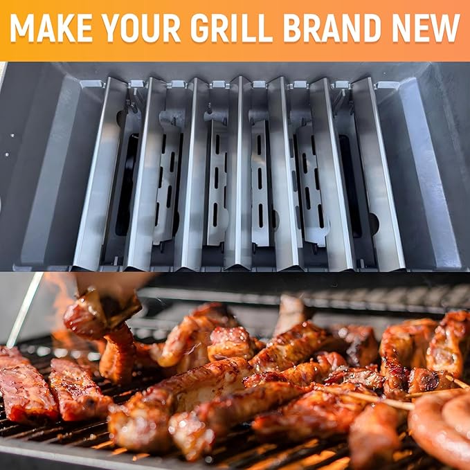 RuiTEERS Grill Flavorizer Bars Heat Deflectors BBQ Gas Grill Replacement Parts for Weber Genesis II E-410, S-410, LX E-440, S-440, Weber 66041, 66033, 66796, 17" Stainless Steel Grill Heat Plate