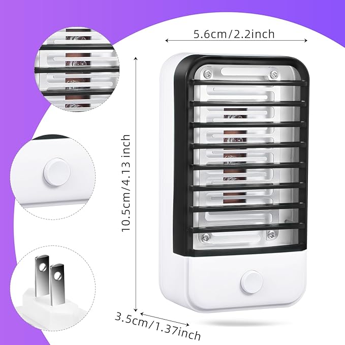 6 Pack Plug in Bug Zapper Indoor Flying Insect Trap, Electronic Mosquito Zapper Ultimate Fly Zappers Gnat Traps Lamp for Bug Insect for Home, Kitchen, Bedroom, Living Room,Office, Black ﻿
