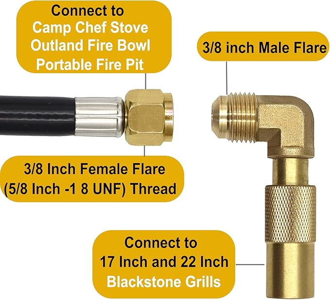 18FT Rv Quick Connect Propane Hose for Blackstone Grill, Rv Propane Adapter Extension Hose for Blackstone 17" 22" Griddle, Lp Quick Connect Rv Propane Hose, for Camp Chef Stove, Portable Fire Pit