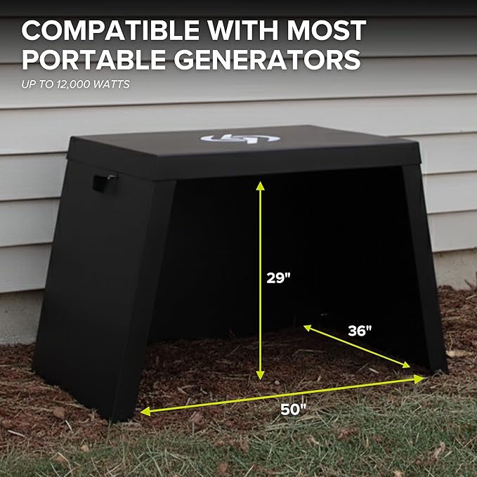 Generator Running Cover & Acoustic Barrier | Heavy-Duty Steel Generator Shelter for Portable Generators up to 12,000W | Outdoor Enclosure & Noise Reduction Tent | Rain & Snow Protection
