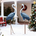 Kircust Outdoor Blue Heron Statues Metal Garden Crane Sculptures, Bird Yard Art Large 47-48 Inch, Set of 2, for Pond & Lawn Garden Decor, Gifts for Women, Men, Friends