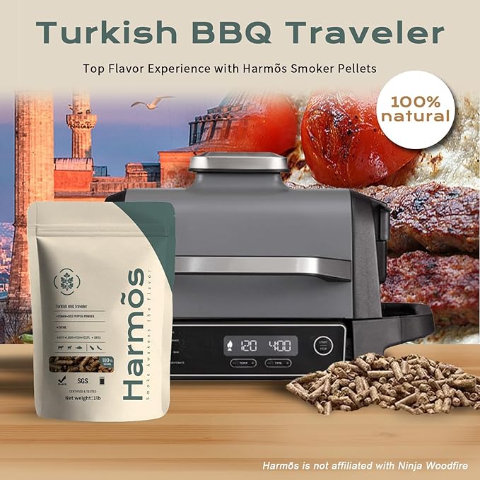 Harmos 4-Wood Pellets: Turkish/Ninja BBQ, Premium Hardwood Pellets for Smokers, 2 Sealed Packs