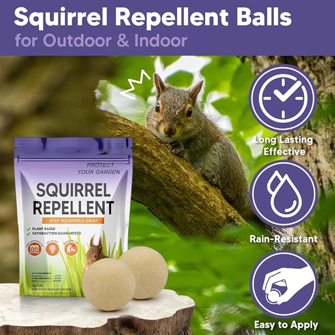 Squirrel Repellent Outdoor, Chipmunk Repellent, Repellent for Squirrels, Squirrel Deterrent for Gardens/Attics/Cars/Bird Feeders (1 Ounce (Pack of 8))