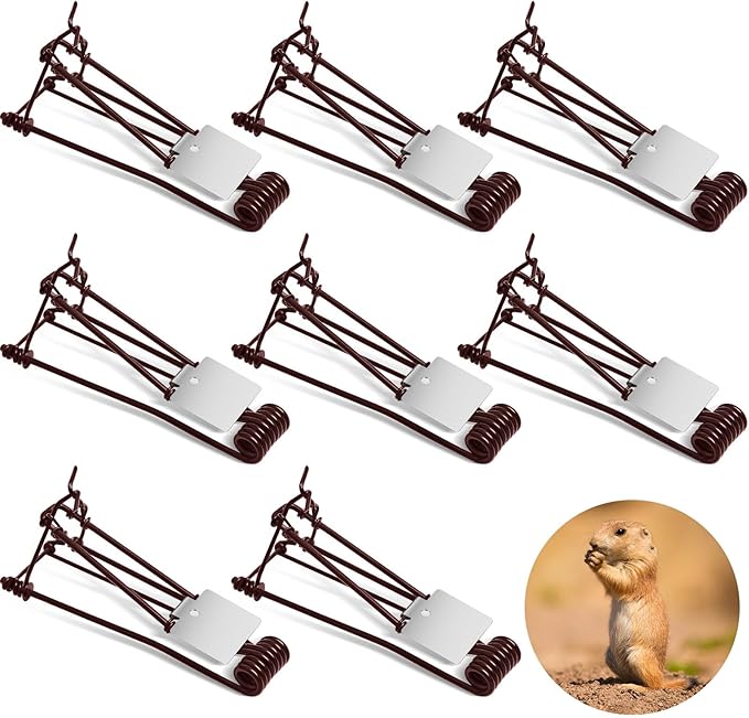 Qualirey 8 Pcs Outdoor Gopher Trap Easy Set Mole Trap Weather Resistant Gopher Killer Vole Killer for Lawn Garden Farm (Coffee)