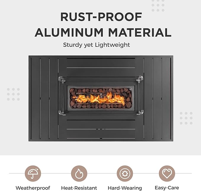Wisteria Lane 54.3” Outdoor Patio Aluminum Fire Pit Table, 50000 BTU CSA Certified Propane Gas Fire Pit, Rectangular Fire Table w/Stainless Burner, Lava Rock, Waterproof Cover
