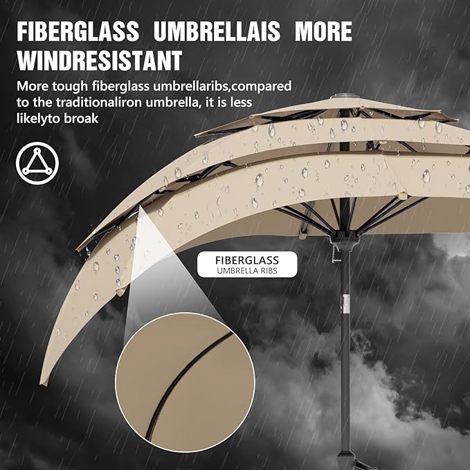Patio Umbrellas, Pool Umbrella, Outdoor Umbrella with Push Button Tilt/Crank, Deck Umbrellas, Market Umbrela Table for Backyard, Deck, Garden, Pool