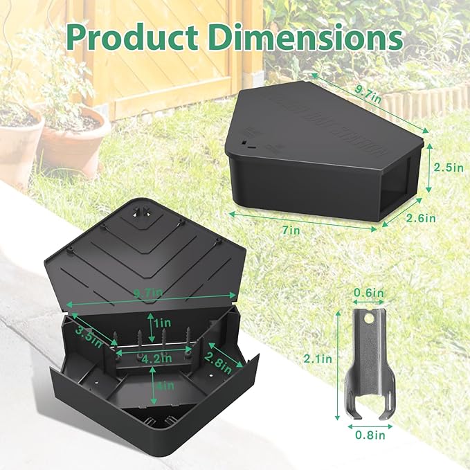 Anblak 6 Pack Rat Station Box with Keys, Rodent Station Keeps Rats Away, Keeps Children and Pets Safe, Key Unlocking, Reusable & Long-Lasting, Indoor & Outdoor