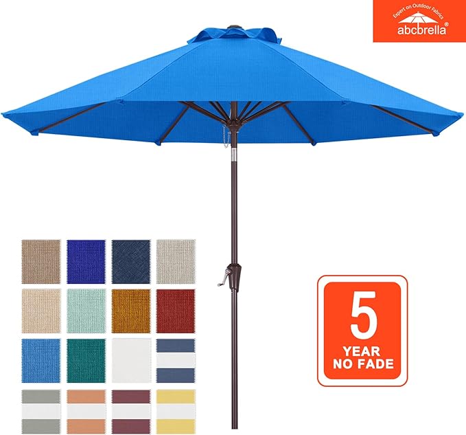 ABCCANOPY OLEFIN® 5-Year No Fading 9FT Patio Umbrella, Outdoor Table Umbrella with 8 Sturdy Ribs for Deck, Backyard, Yard (Sky Blue)