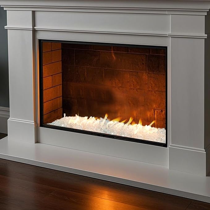 Skyflame High Luster 10-Pound Regular Fire Glass for Fire Pit Fireplace Garden Landscaping Platinum 1/2" Size