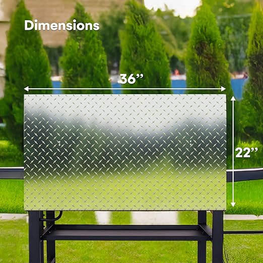 Flybold Blackstone Griddle Cover 36 inch - Waterproof Diamond Plated Design - Aluminum Hard Top Lid - Stainless Steel Handle - Fits Blackstone 36" Grill - Ideal for BBQ, Camping Griddle Accessories