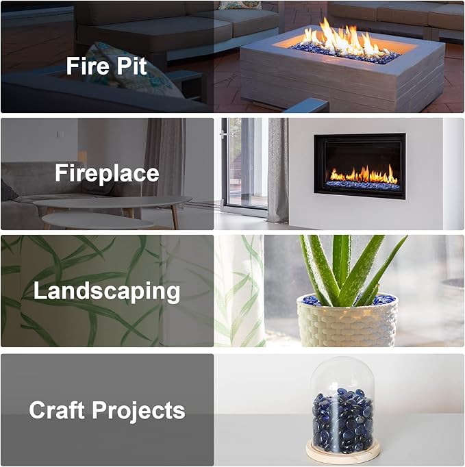Stanbroil 10-Pound Fire Glass Beads - 1/2 inch Luster Fire Glass Drops for Fireplace Fire Pit | Gas Log Sets | Landscaping | Fish Tank, Royal Cobalt Blue Luster