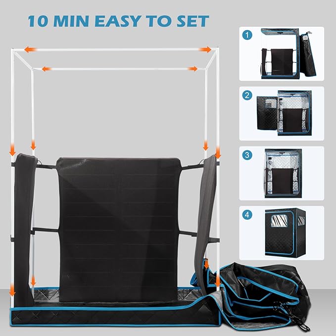 2 Person Portable Infrared Sauna for Home, Oversize Saunas Tent with Remote Control, Two Person Dry Heated Indoor Sauna Spa for Relaxation & Detox, 2 Foldable Sauna Chairs for Gym