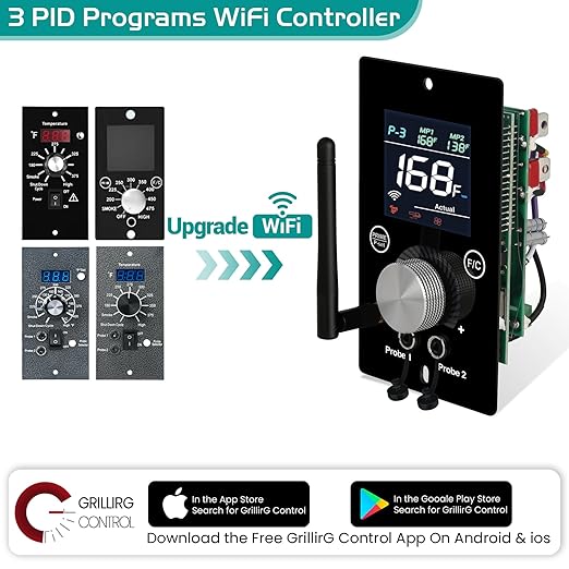 Universal WiFi PID Digital Thermostat for Traeger Control Panel Replacement for Pit Boss Controller for Asmoke Z Grills and More Wood Pellet Smoker with Temperature Meat Probe Grill Accessories