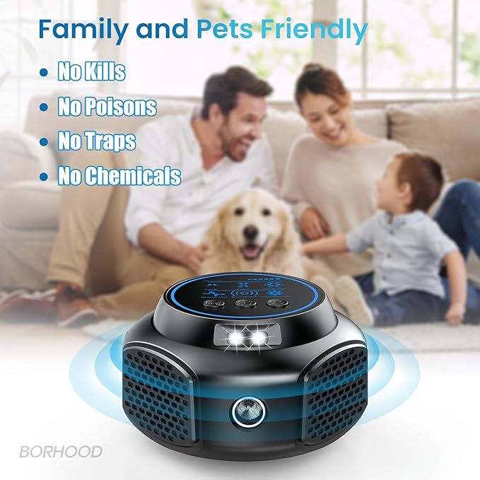Ultrasonic Pest Repellent Plug in, Indoor Pest Rodent Insect Control Traps for Mouse Mice Rat Squirrel Bats Roach Spider Ant Bug, Electronic Repelling Device with 3 Mode Switching