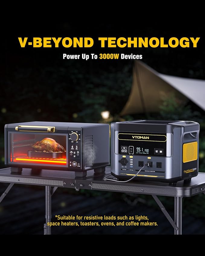 VTOMAN FlashSpeed 1500 Portable Power Station - 1 Hour Fast Charge, 1548Wh LiFePO4 Battery, 1500W AC Output (3000W Surge) for Home Backup, Off-grid, Camping, Emergencies