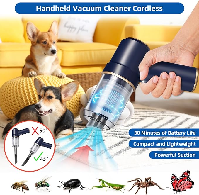 Bug Vacuum Catcher - Spider and Insect Catcher Traps,Cordless Handheld Vacuum Cleaner Rechargeable Bug Catcher Strong Suction with Suction Nozzle for Bedbug Cockroach Beetle Ant