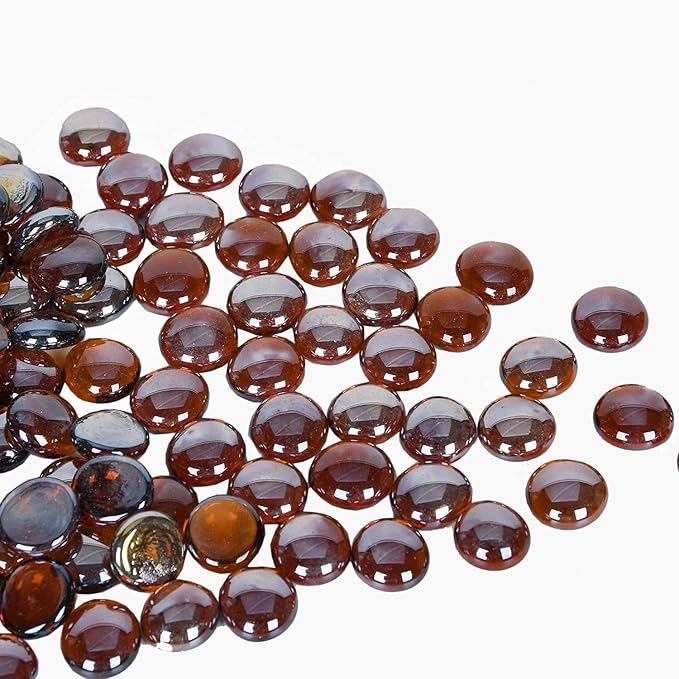 GasSaf 3/4 Inch Glass Fire Rocks Drop Beads for Gas Fire Pit Fireplace, Replaces Existing Gas Logs & Lava Rocks(20 Pound)(Amber Luster)