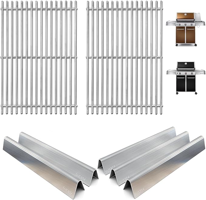WEBROIL 7620 Flavorizer Bars & 7528 Grill Grates for Weber Genesis 300 SER Gas Grill, Grill Parts for Webber Genesis E-310 S-310 E-320 S-320 E-330 S-330 EP-310 CEP-310 CEP-320 EP-320 CEP-330 EP-330
