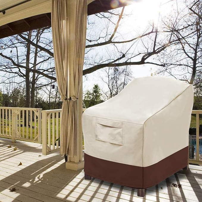Vailge Patio Chair Covers, Lounge Deep Seat Cover, Heavy Duty and Waterproof Outdoor Lawn Patio Furniture Covers (4 Pack - Large, Beige & Brown)