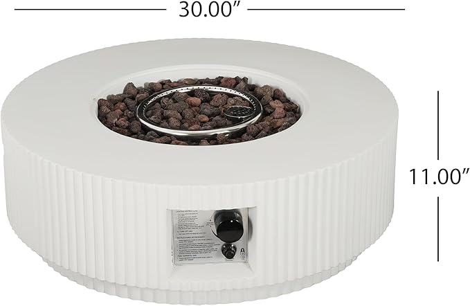 Merax 40,000 BTU Propane Fire Pit Table with Lid, MGO Concrete Outdoor Patio Heater, 2-in-1 Coffee Table with Adjustable Flame, White(Tank Cover Not Provided)