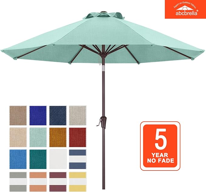 ABCCANOPY OLEFIN® 5-Year No Fading 9FT Patio Umbrella, Outdoor Table Umbrella with 8 Sturdy Ribs for Deck, Backyard, Yard (Light Blue)