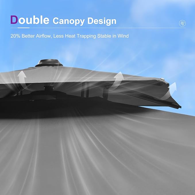 PURPLE LEAF Cantilever Umbrella - 10' x 13' Rectangle, Heavy Duty, Grey, for Patio, Deck, Garden, Pool