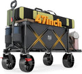 TIMBER RIDGE Beach Wagon with Tailgate, 550lbs Heavy Duty Collapsible Wagon with All-Terrain Big Brakes Wheels, Foldable Utility Cart for Sand Sports Shopping, Gray